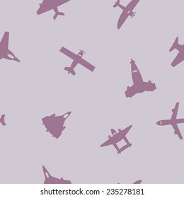 Seamless background with different airplanes