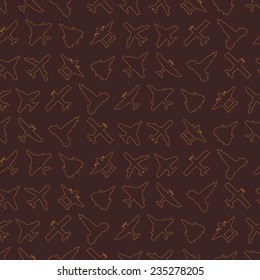 Seamless background with different airplanes