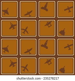 Seamless background with different airplanes