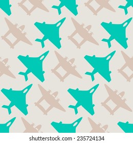Seamless background with different airplanes