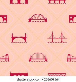 Seamless background with different bridges