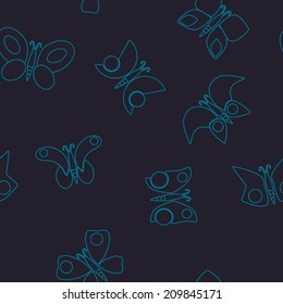 Seamless background with different butterflies