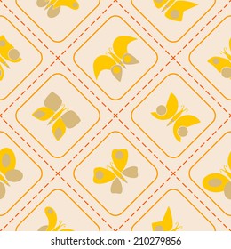 Seamless background with different butterflies