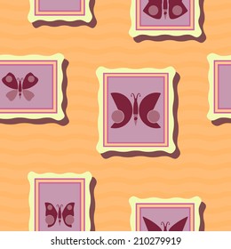 Seamless background with different butterflies