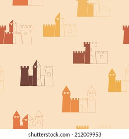 Seamless background with different castles