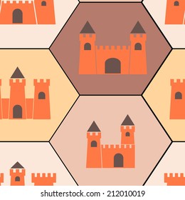 Seamless background with different castles