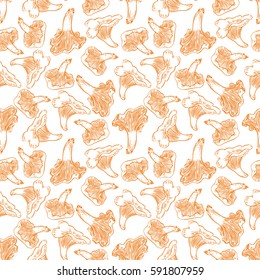 seamless background of different chanterelles. hand drawn illustration