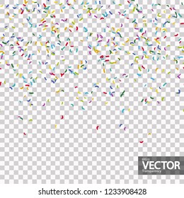 seamless background with different colored confetti for party time with transparency in vector file

