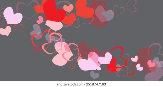 Fondo sin fisuras con corazones de confeti de diferentes colores para la Ilustración vectorial de San Valentín. Decoraciones de corte de papel para la frontera del día de San Valentín o diseño del marco,