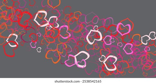 fundo sem costura com corações confetes coloridos diferentes para o tempo dos namorados Magic fantasia gradiente feminino. Ilustração romântica de vetor de desenhos animados.