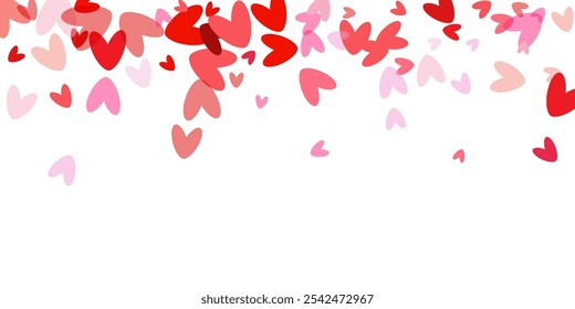 seamless background with different colored confetti hearts for valentine time Vector illustration. Paper cut decorations for Valentine's day border or frame design,