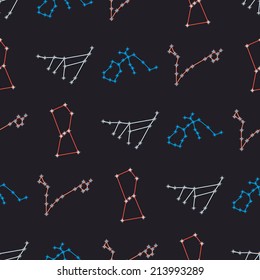 Seamless background with different constellations