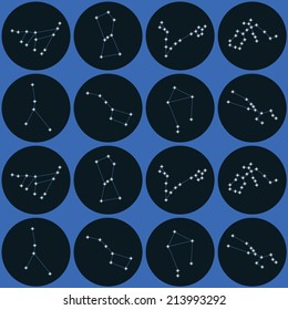 Seamless background with different constellations