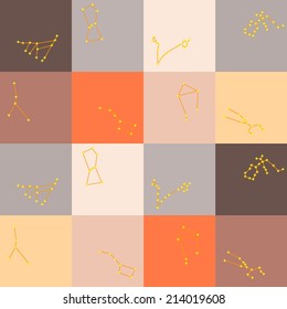 Seamless background with different constellations