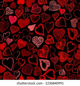 seamless background with different cute hearts. Vector