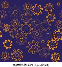 Seamless background with different gear wheels. Vector elements for desing.