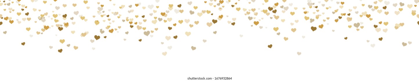 seamless background with different golden colored confetti hearts for valentine time, mother's day or love concepts