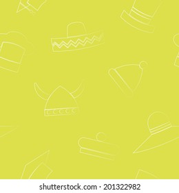 Seamless background with different hats