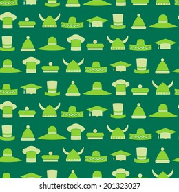 Seamless background with different hats