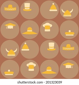 Seamless background with different hats
