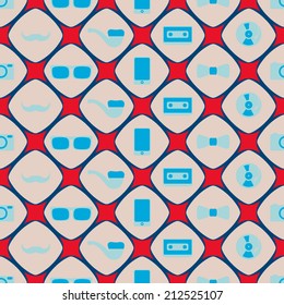 seamless background with different hipster objects