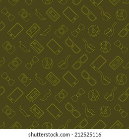 seamless background with different hipster objects