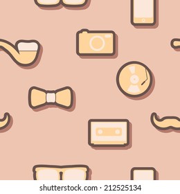 seamless background with different hipster objects