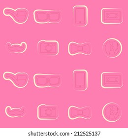 seamless background with different hipster objects