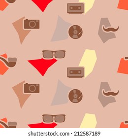 seamless background with different hipster objects