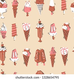 Seamless Background with a Different Ice Cream.