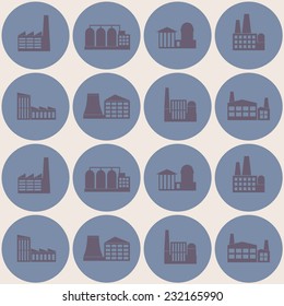 Seamless background with different industrial buildings