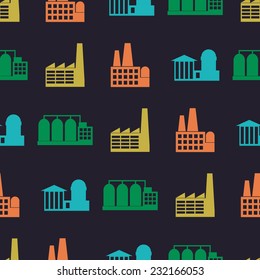 Seamless background with different industrial buildings