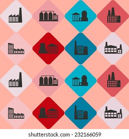 Seamless background with different industrial buildings