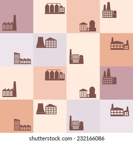 Seamless background with different industrial buildings