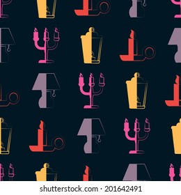 Seamless background with different lamps