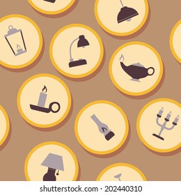 Seamless background with different lamps