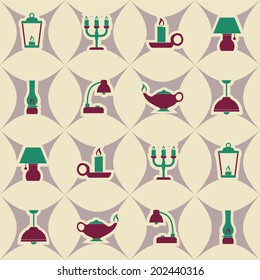 Seamless background with different lamps