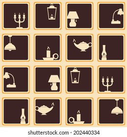 Seamless background with different lamps