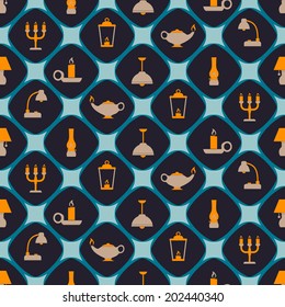 Seamless background with different lamps