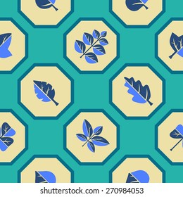 Seamless background with different leaves for your design