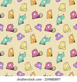 seamless background of different monsters