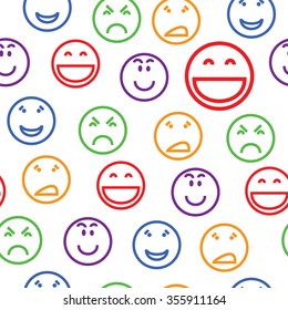 seamless background with different multicolored funny faces