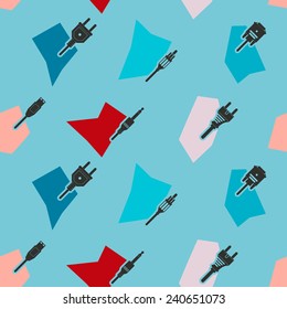 seamless background with different power cord plug 