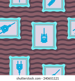 seamless background with different power cord plug 