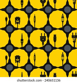 seamless background with different power cord plug 