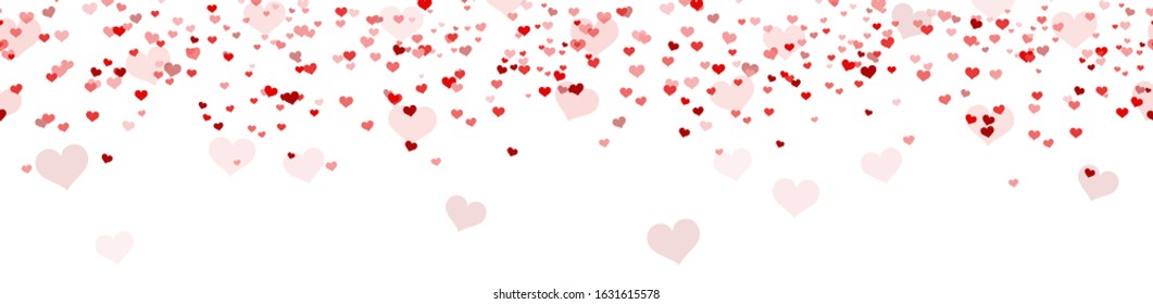 seamless background with different red colored confetti hearts for valentine time, mother's day or love concepts
