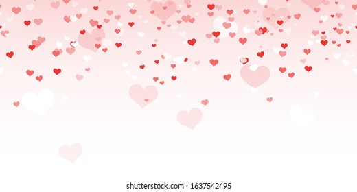 seamless background with different red colored confetti hearts for valentine time, mother's day or love concepts