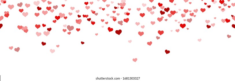 seamless background with different red colored confetti hearts for valentine time, mother's day or love concepts