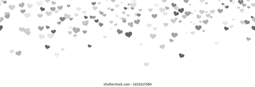 seamless background with different silver colored confetti hearts for valentine time, mother's day or love concepts
