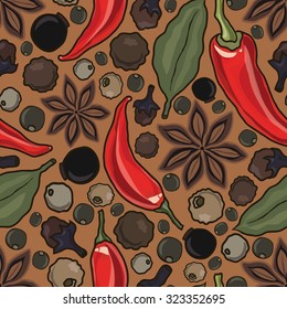 seamless background with different spices